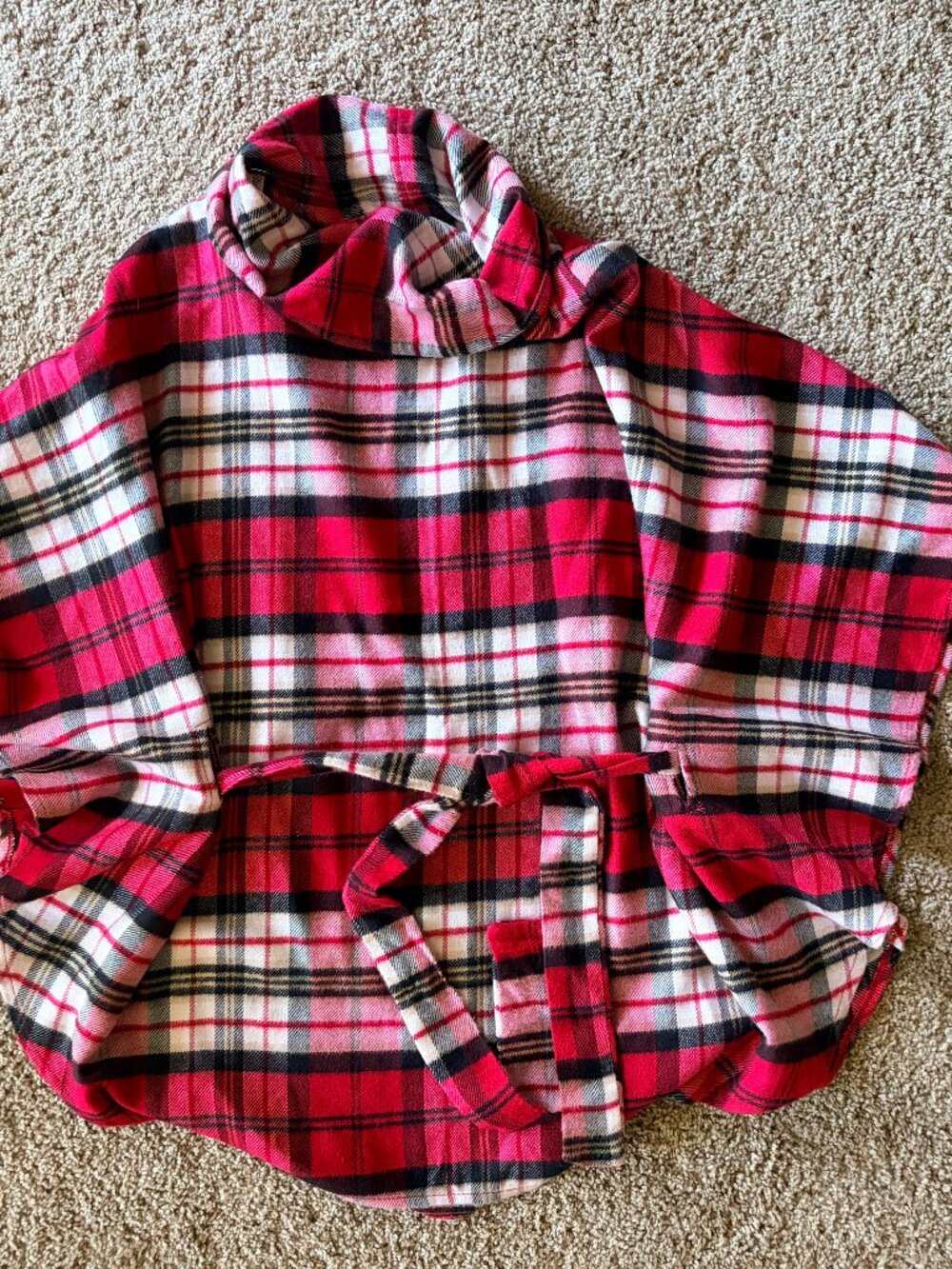 The Royal Standard Plaid Self‑Tie Poncho – One Size